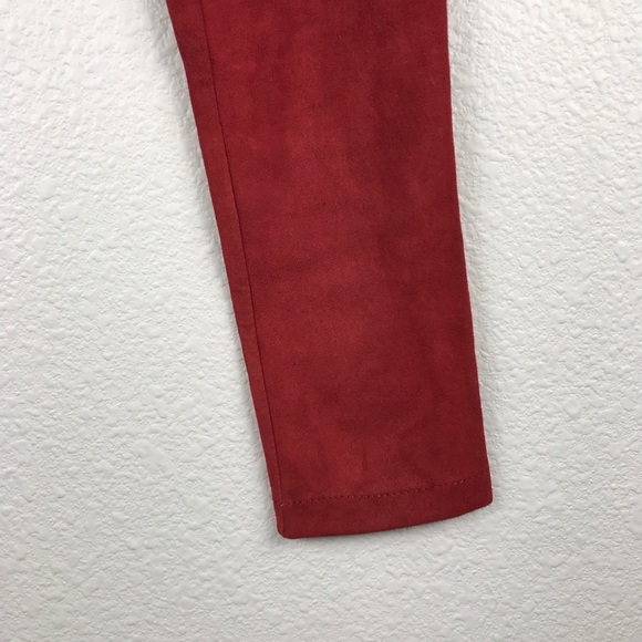 Balmain Boys Red Lamb Suede Moto Pants Size 8 - Picture 5 of 9